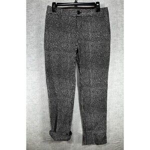 Banana Republic Womens sz 2 Pants Black Polka Dot Straight Leg Chino Cuffed Hem